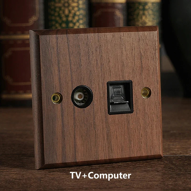 Toggle Wall Switch Solid Walnut Knurled Brass Lever