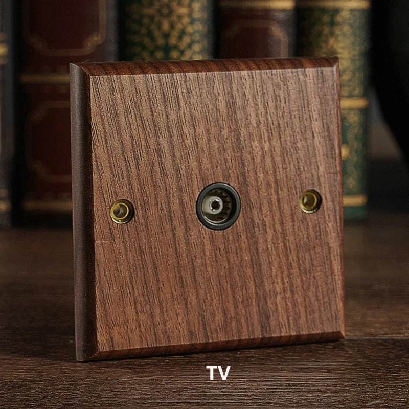 Toggle Wall Switch Solid Walnut Knurled Brass Lever
