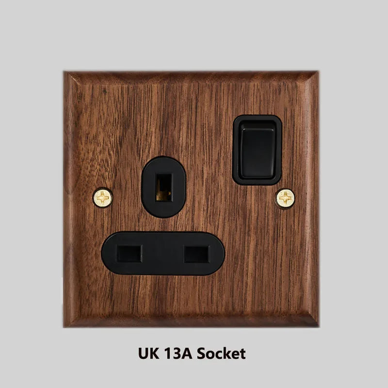 Toggle Wall Switch Solid Walnut Knurled Brass Lever