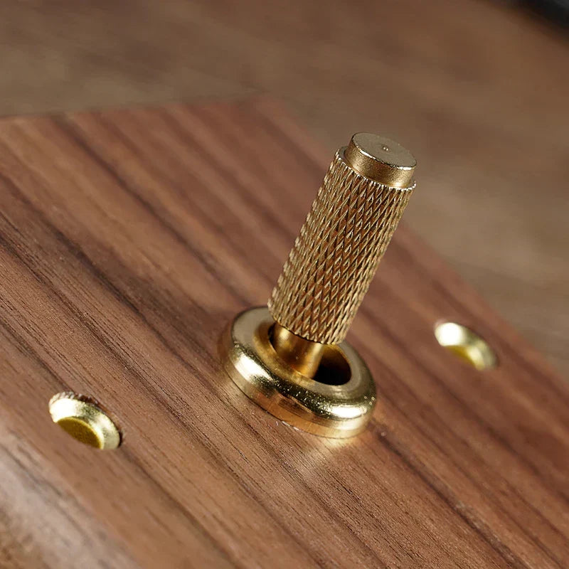 Toggle Wall Switch Solid Walnut Knurled Brass Lever