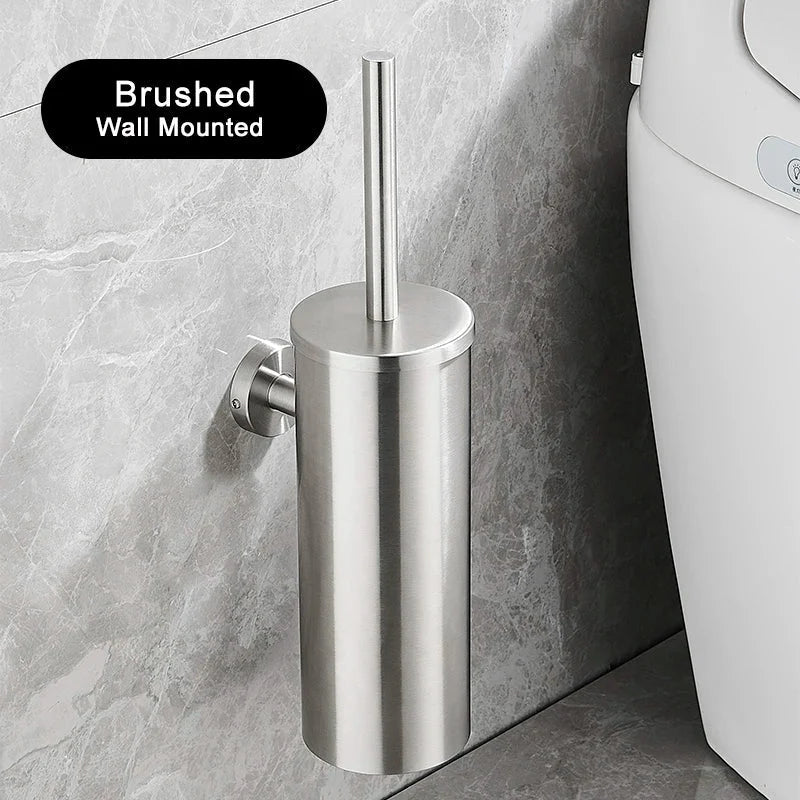 Toilet Brush & Holder Rustproof Stainless Steel
