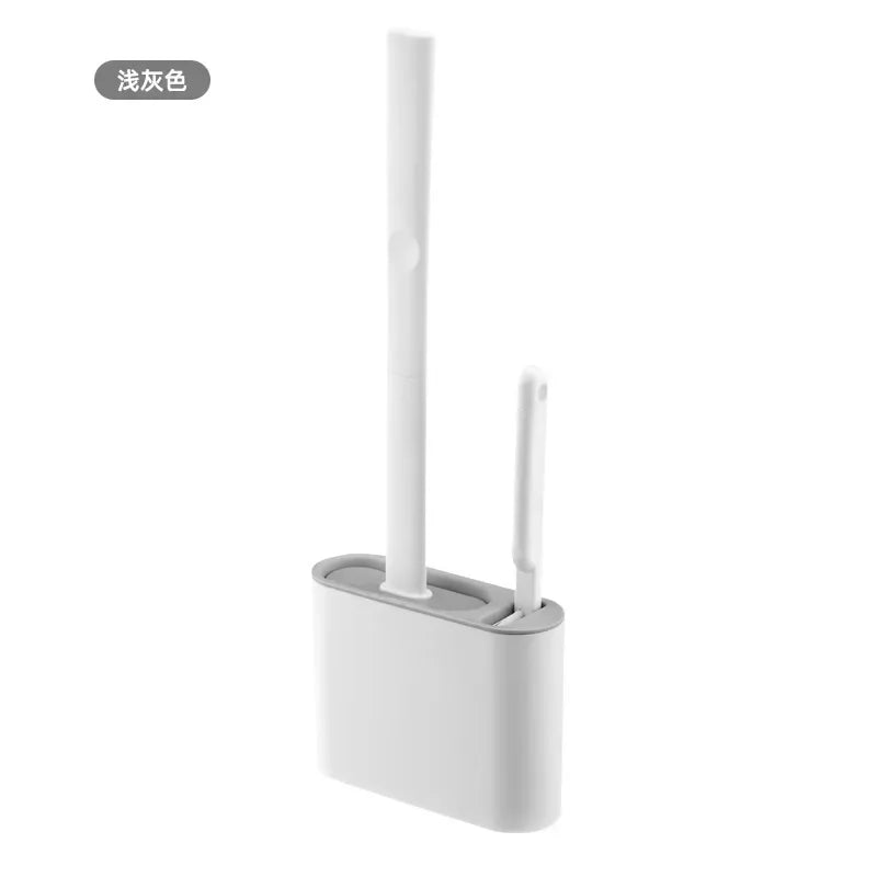 Toilet Brush Set Flexible Flat Silicone Head Wall-Mount Holder