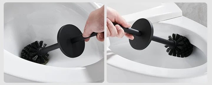 Toilet Brush Set Wall-Mounted Stainless Steel Rust-Resistant & Leak-Proof