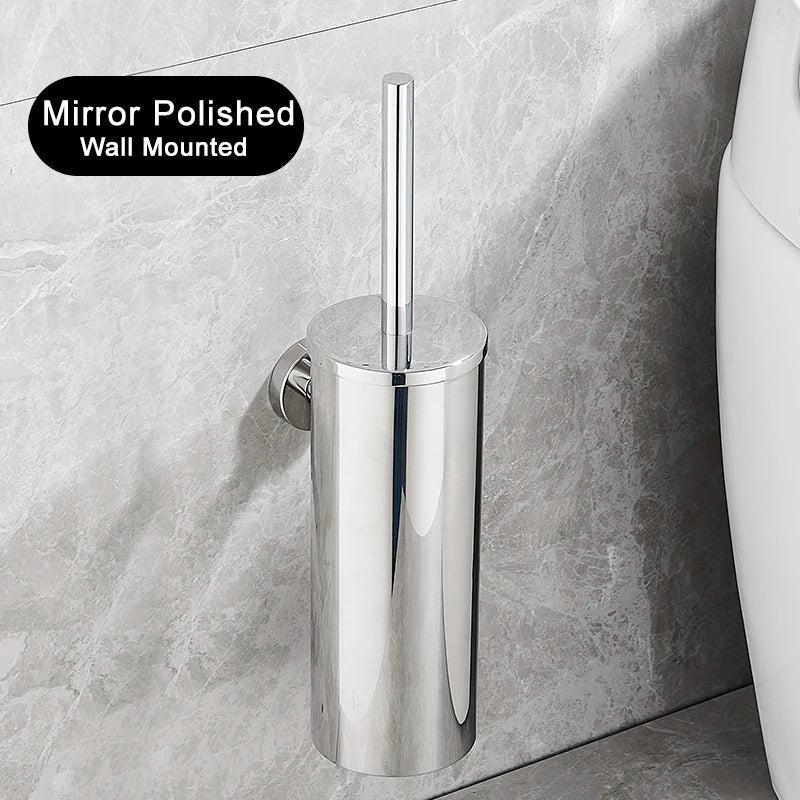 Toilet Brush Set Wall-Mounted Stainless Steel Rust-Resistant & Leak-Proof