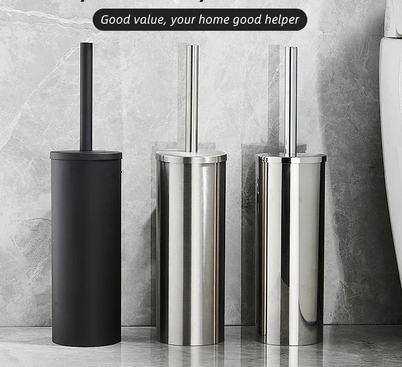 Toilet Brush Set Wall-Mounted Stainless Steel Rust-Resistant & Leak-Proof
