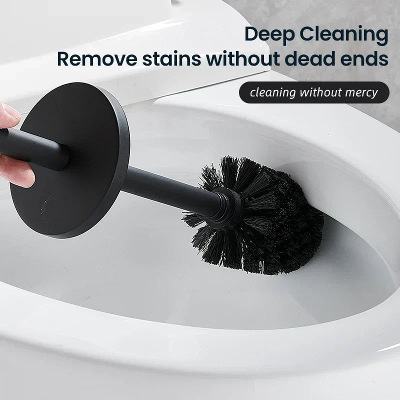 Toilet Brush Set Wall-Mounted Stainless Steel Rust-Resistant & Leak-Proof