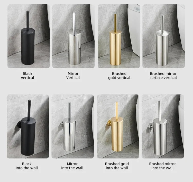 Toilet Brush Set Wall-Mounted Stainless Steel Rust-Resistant & Leak-Proof