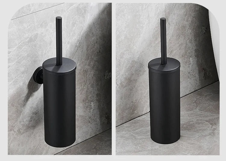 Toilet Brush Set Wall-Mounted Stainless Steel Rust-Resistant & Leak-Proof