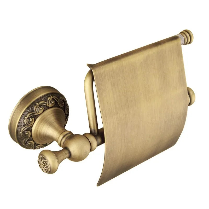 Toilet Paper Holder Antique Black Engraved Wall Mounted