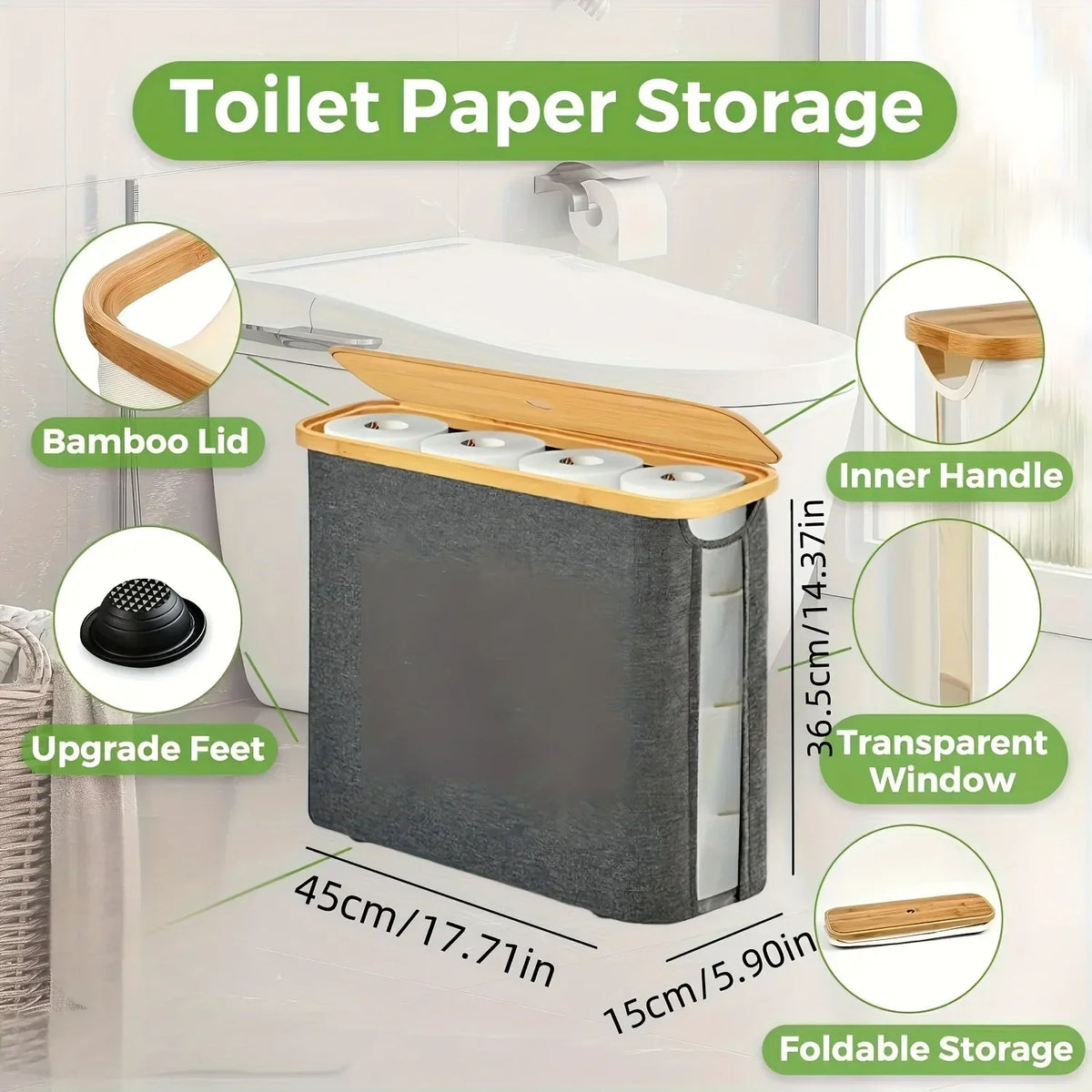Toilet Paper Holder Closed Storage Holds Multiple Rolls