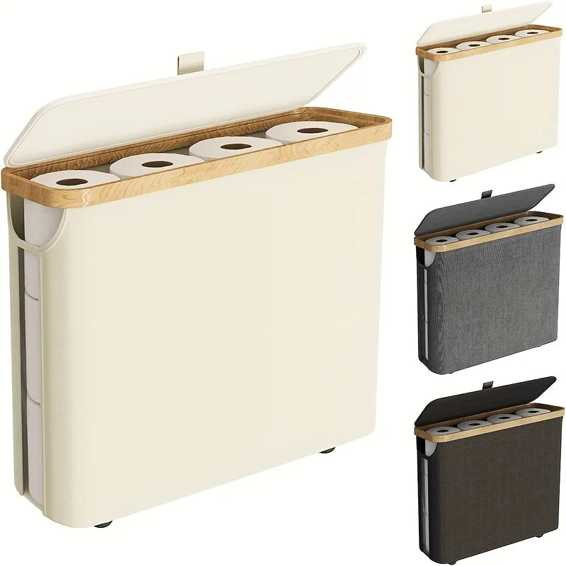 Toilet Paper Holder Closed Storage Holds Multiple Rolls