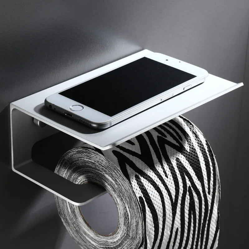Toilet Paper Holder Rust-Resistant Aluminium Wall-Mount Shelf