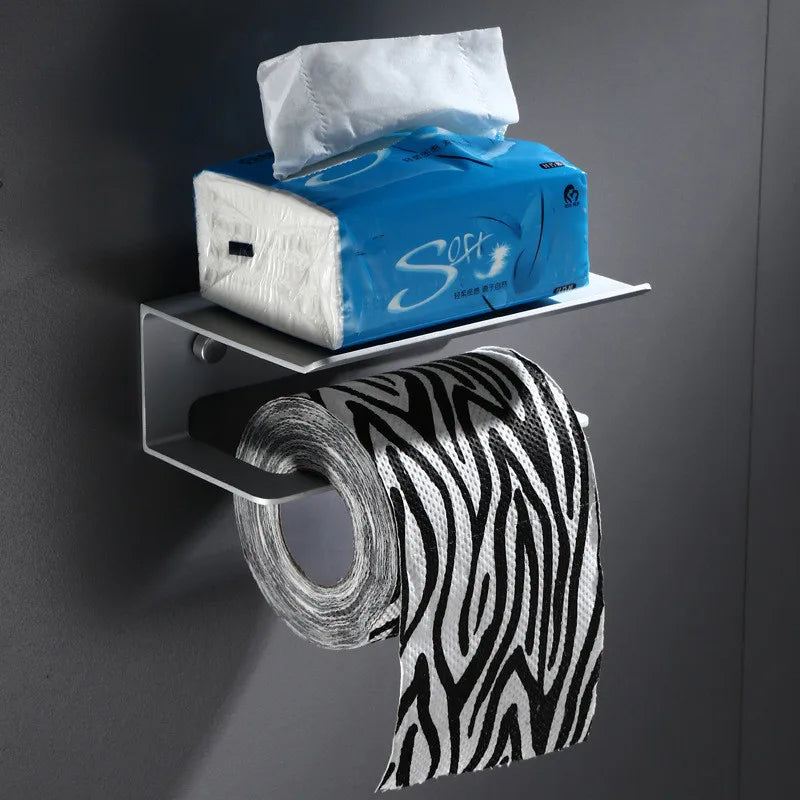Toilet Paper Holder Rust-Resistant Aluminium Wall-Mount Shelf