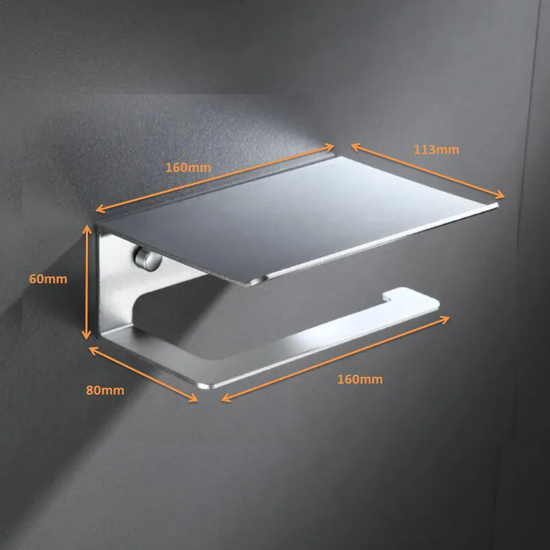 Toilet Paper Holder Rust-Resistant Aluminium Wall-Mount Shelf