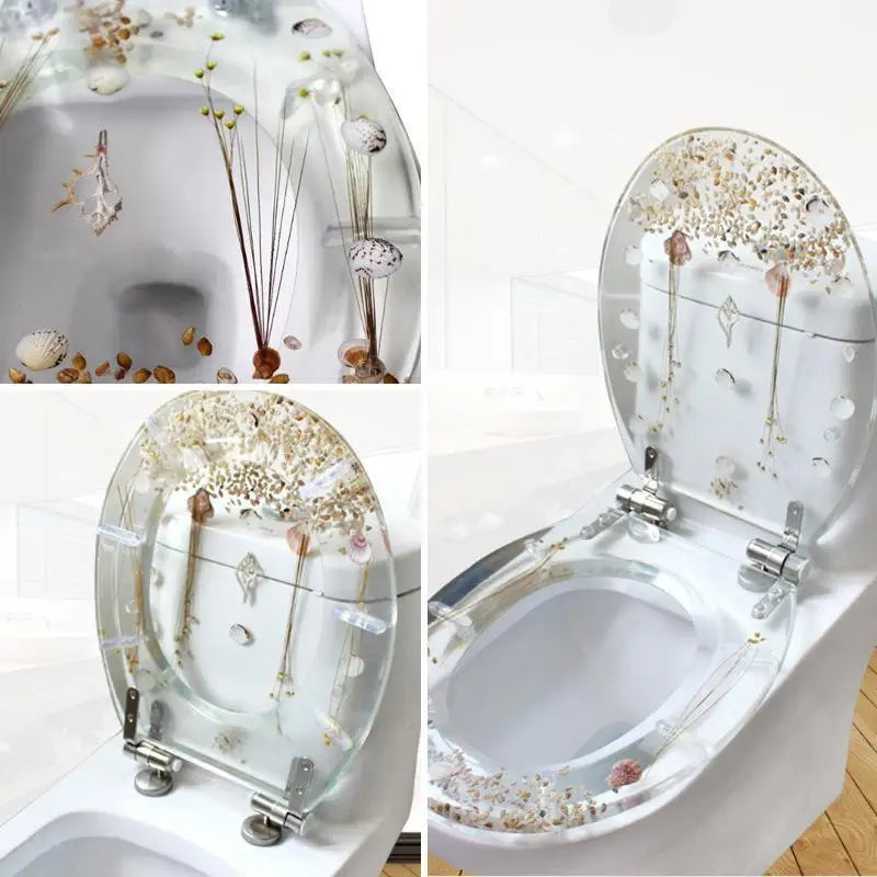 Toilet Seat Soft-Close Resin Stainless Steel Hinges