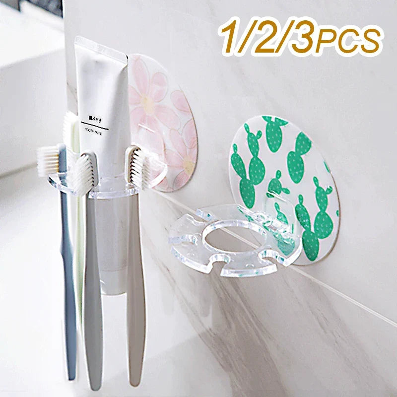 Toothbrush & Bathroom Organizer Self-Adhesive No-Drill Waterproof PVC