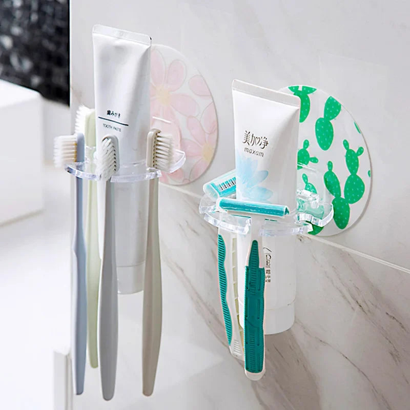 Toothbrush & Bathroom Organizer Self-Adhesive No-Drill Waterproof PVC