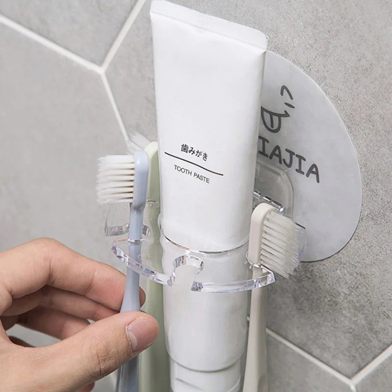 Toothbrush & Bathroom Organizer Self-Adhesive No-Drill Waterproof PVC