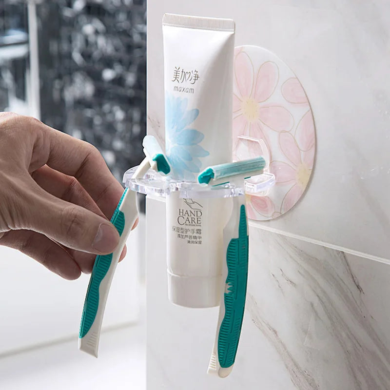Toothbrush & Bathroom Organizer Self-Adhesive No-Drill Waterproof PVC