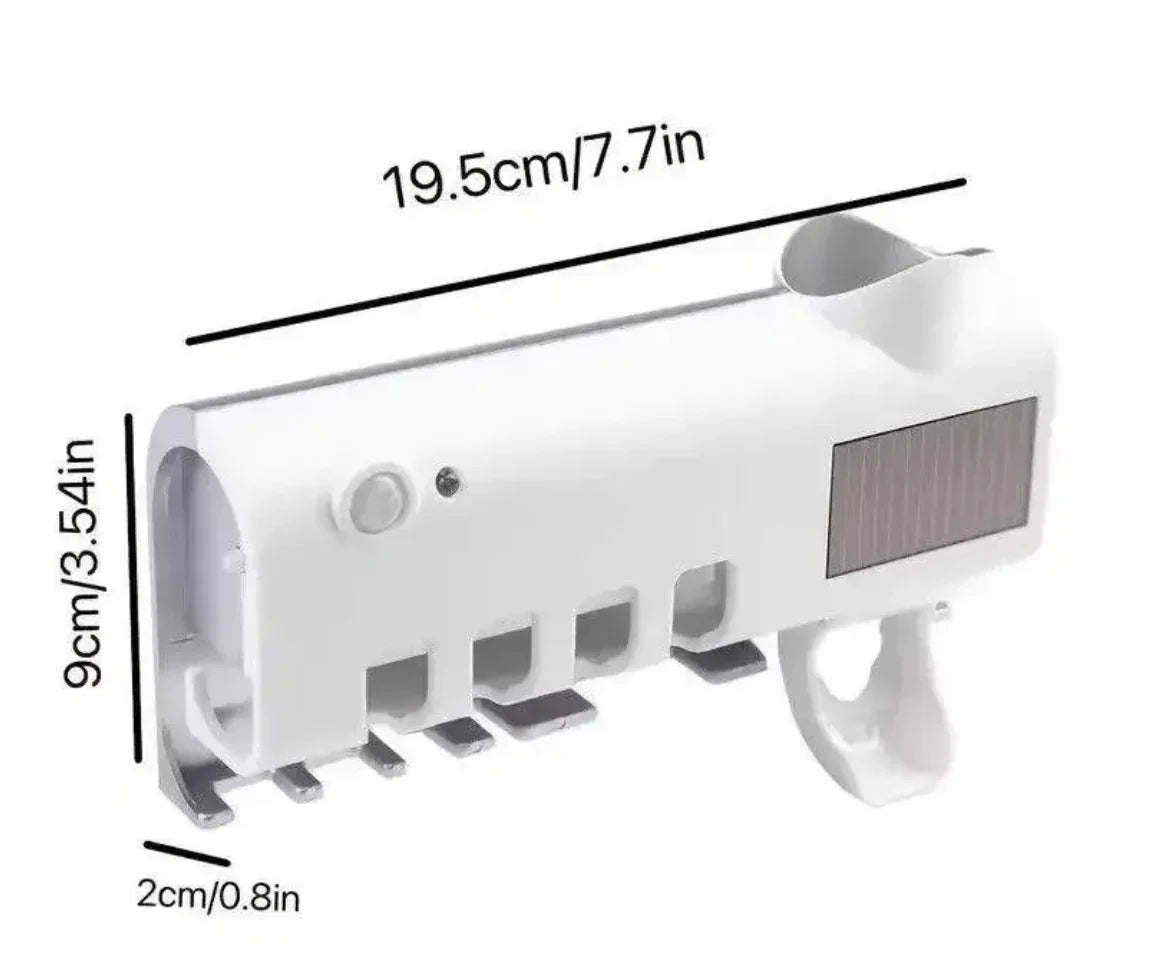 Toothbrush Sanitizer & Toothpaste Dispenser UV Solar-Powered Wall-Mounted