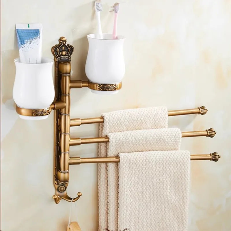 Towel Bar Foldable Aluminum Brushed Gold
