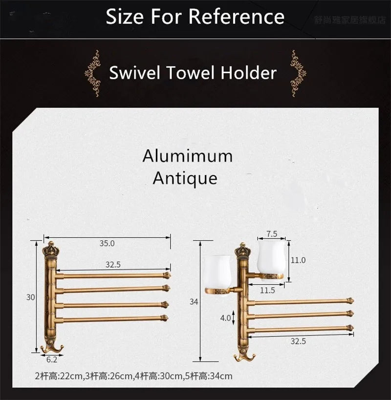 Towel Bar Foldable Aluminum Brushed Gold