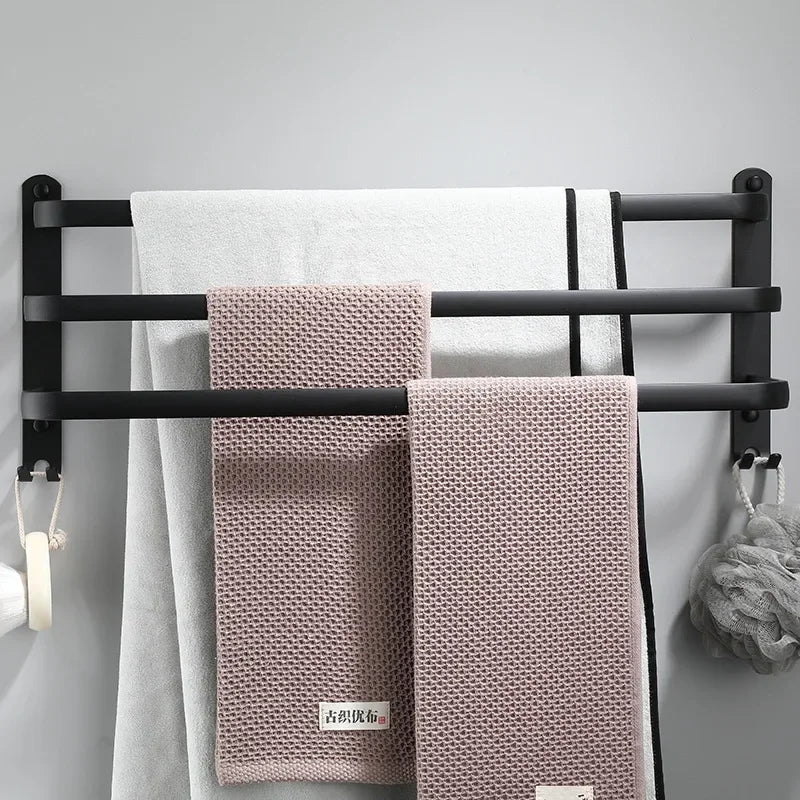 Towel Bar Wall Mounted Matte Black Aluminum