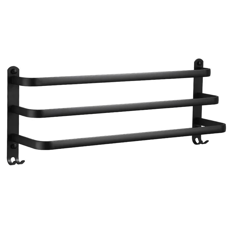 Towel Bar Wall Mounted Matte Black Aluminum