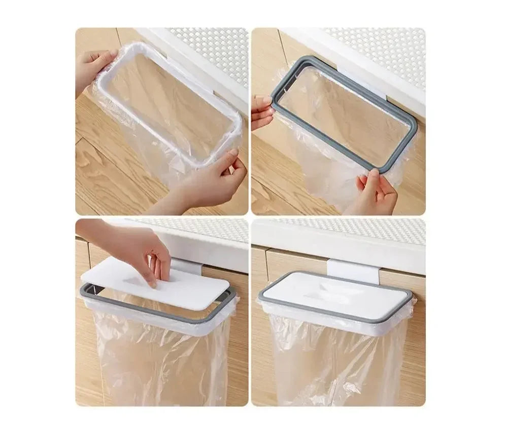 Trash Bag Holder Over-Cabinet Space-Saving Tool-Free
