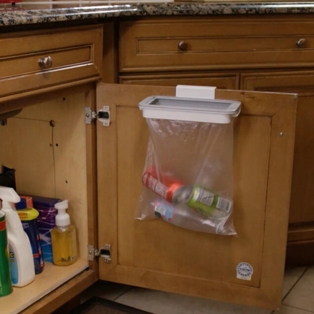Trash Bag Holder Over-Cabinet Space-Saving Tool-Free