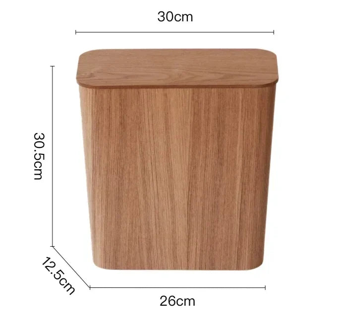 Trash Bin Wooden Press-Top Lid Rectangular