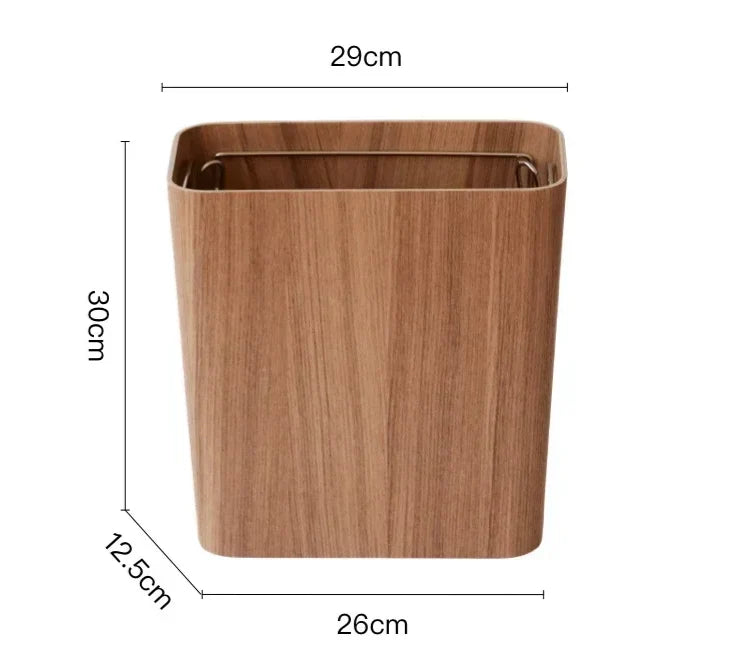 Trash Bin Wooden Press-Top Lid Rectangular