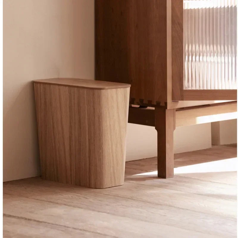 Trash Bin Wooden Press-Top Lid Rectangular