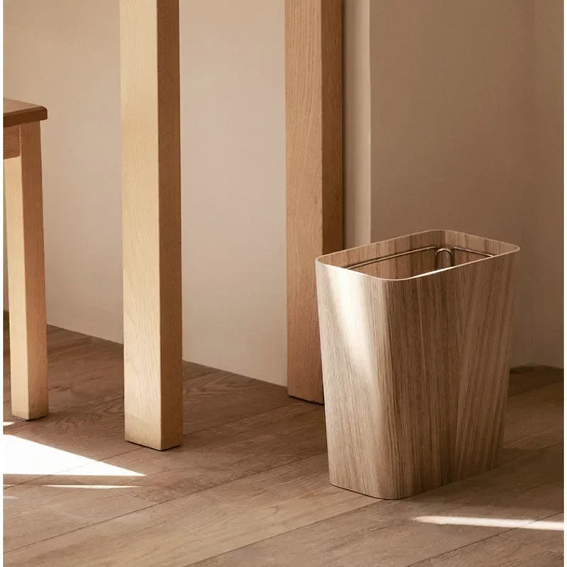 Trash Bin Wooden Press-Top Lid Rectangular