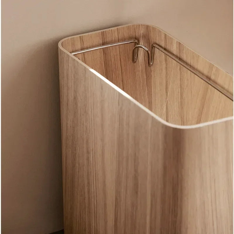 Trash Bin Wooden Press-Top Lid Rectangular