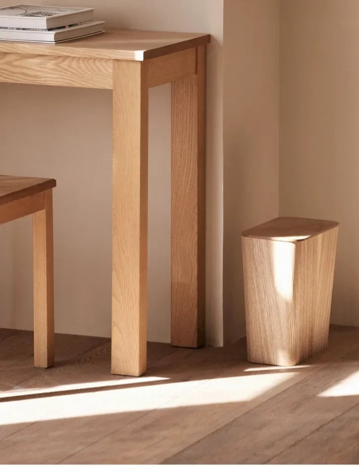 Trash Bin Wooden Press-Top Lid Rectangular