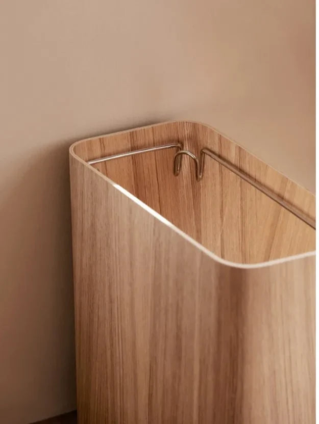 Trash Bin Wooden Press-Top Lid Rectangular