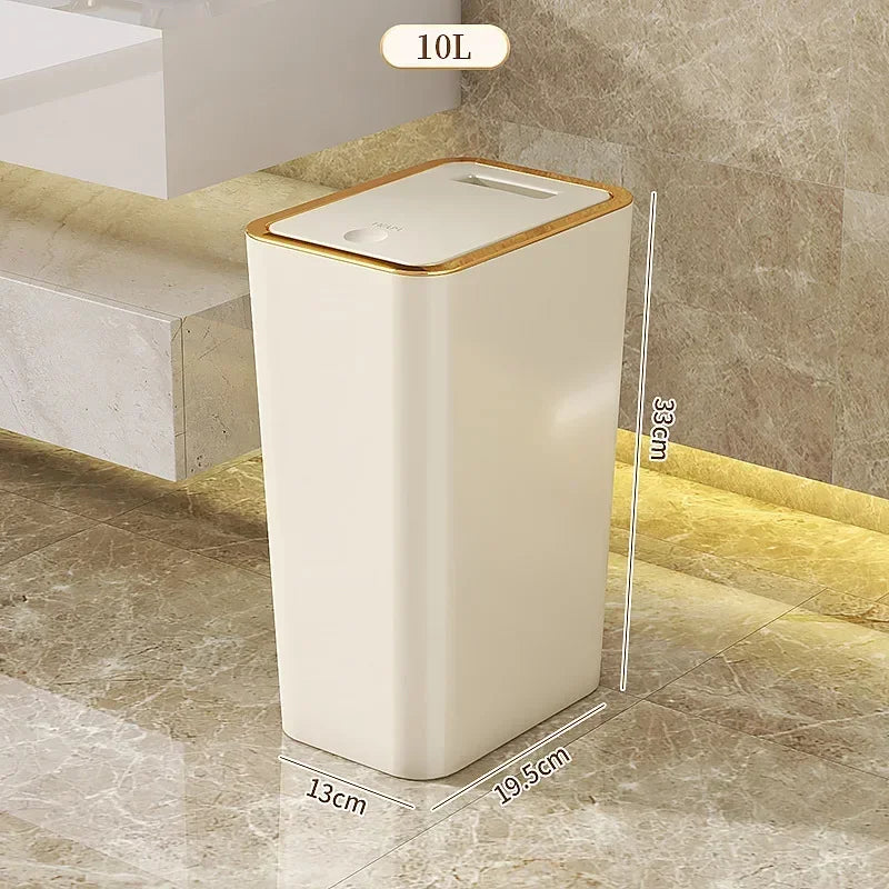 Trash Can Odor-Sealed One-Touch Lid Compact 10L