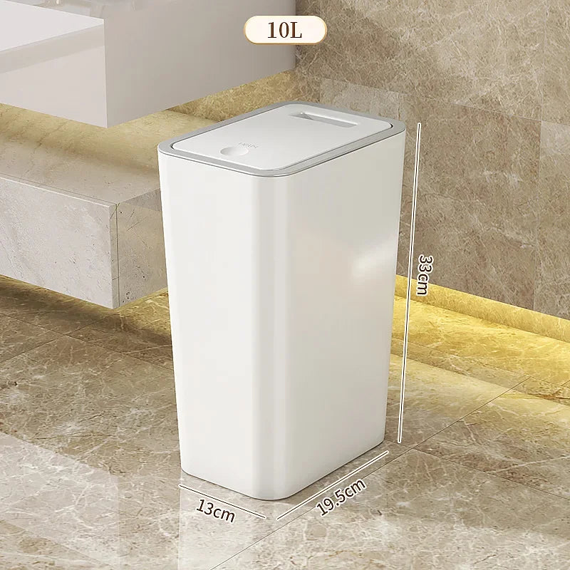 Trash Can Odor-Sealed One-Touch Lid Compact 10L