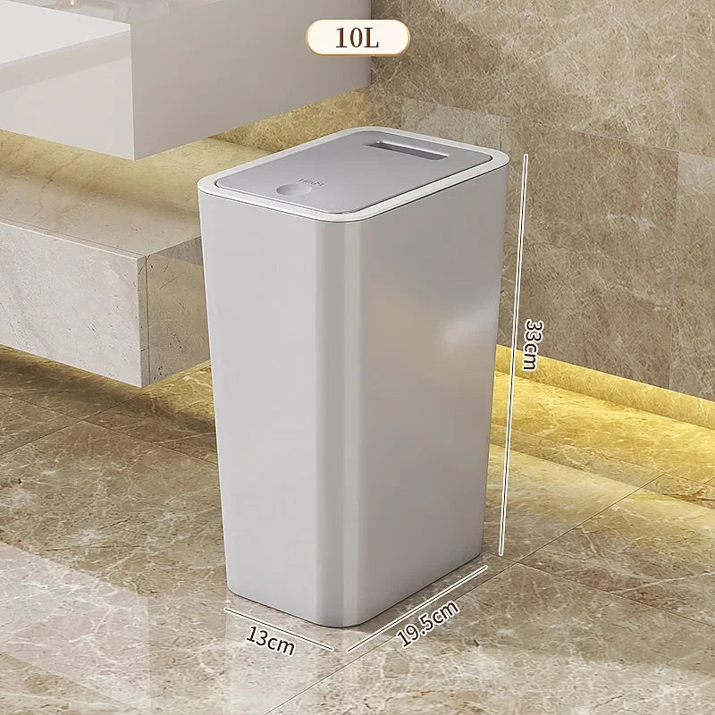 Trash Can Odor-Sealed One-Touch Lid Compact 10L
