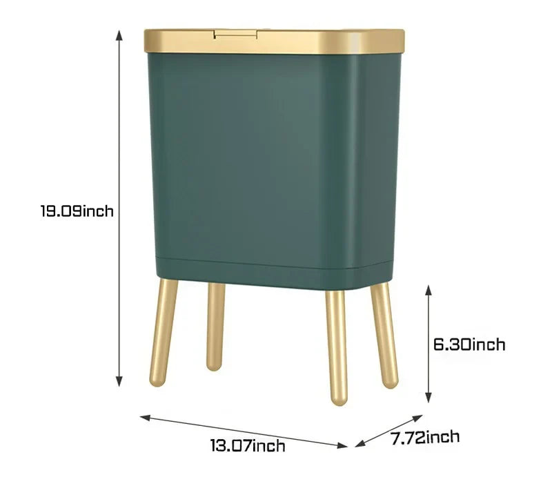 Trash Can Slim Rectangular Odor-Sealing & Pet-Proof
