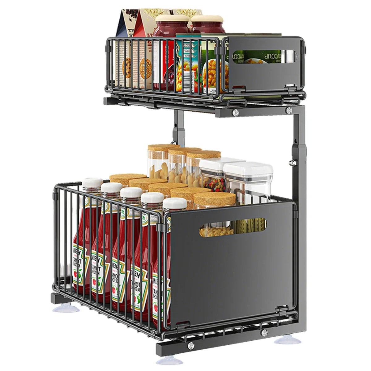 Under-Sink Organizer 2-Tier Pull-Out Carbon Steel