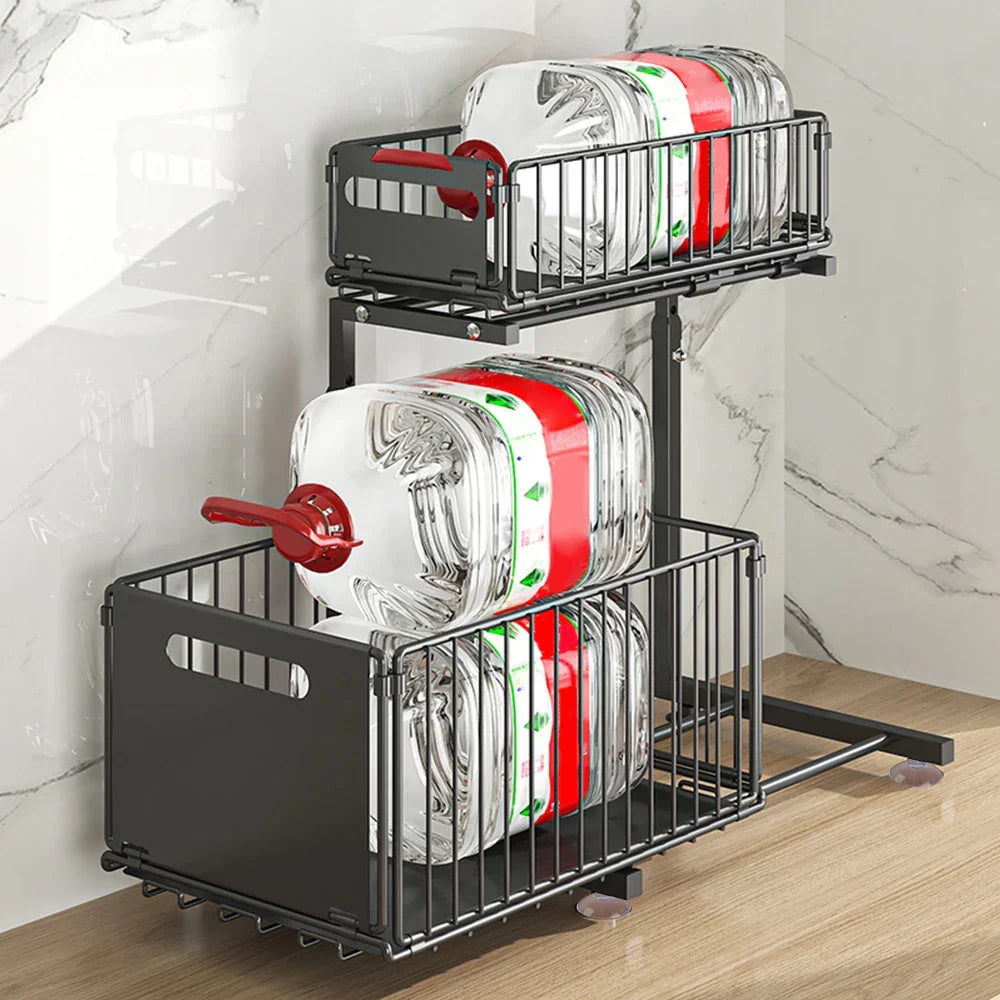 Under-Sink Organizer 2-Tier Pull-Out Carbon Steel