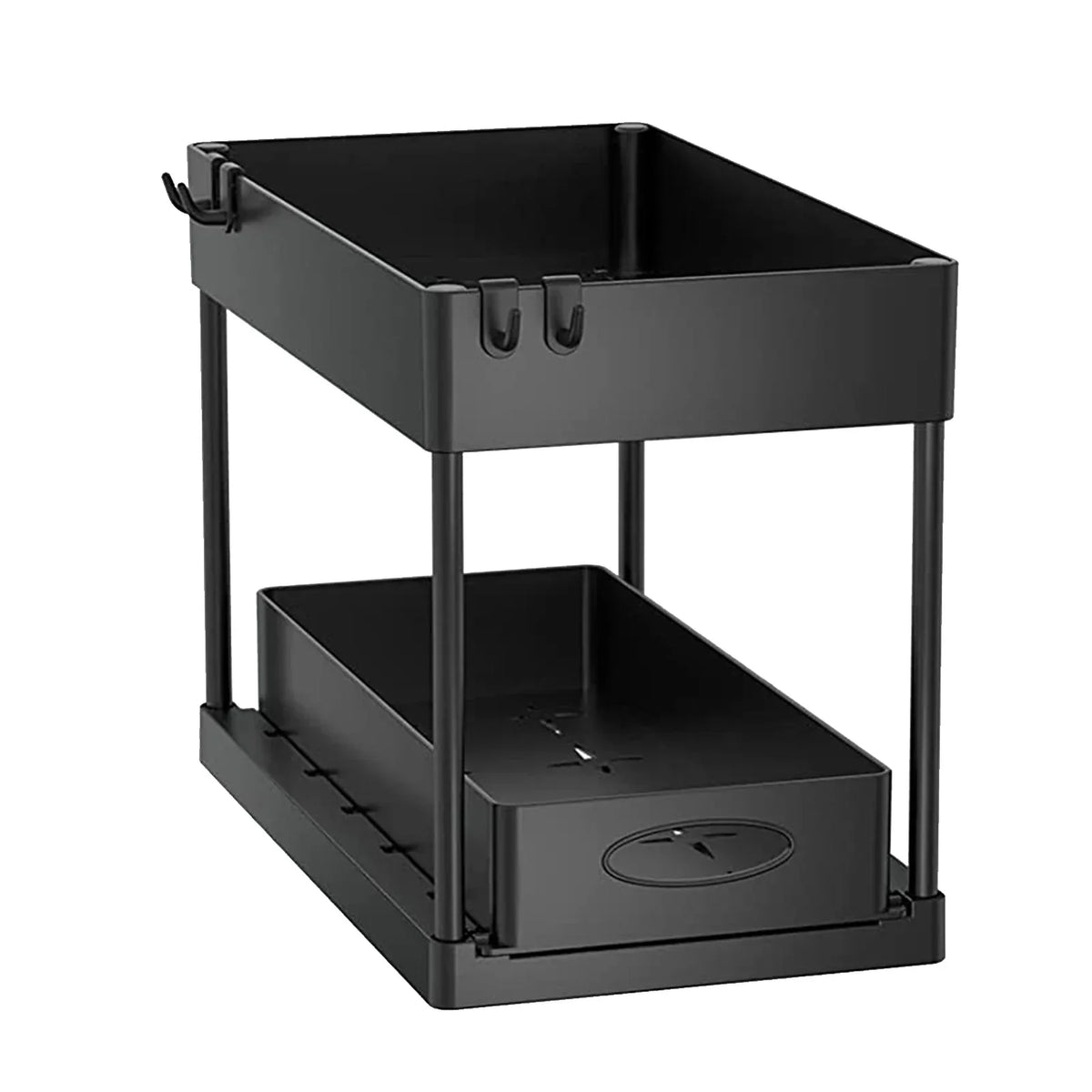 Under Sink Organizer Rack Pull-Out Drawers & Built-In Hooks