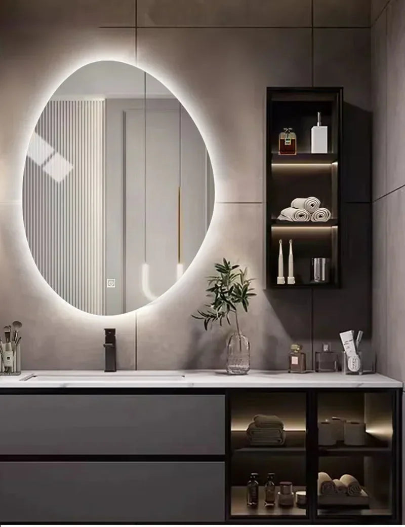 Vanity Mirror Irregular Shape Touchscreen & Bright LED