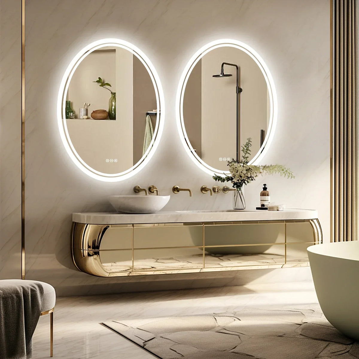 Vanity Mirror Round LED Dimmable Touch Anti-Fog