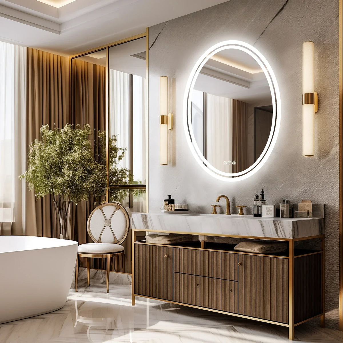 Vanity Mirror Round LED Dimmable Touch Anti-Fog