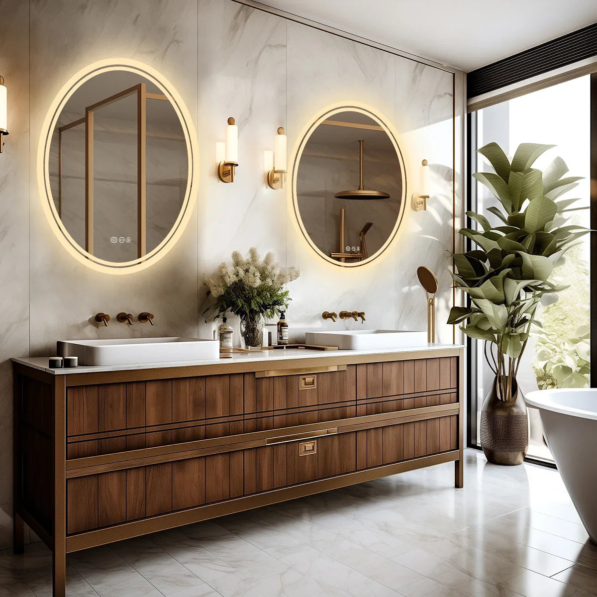 Vanity Mirror Round LED Dimmable Touch Anti-Fog