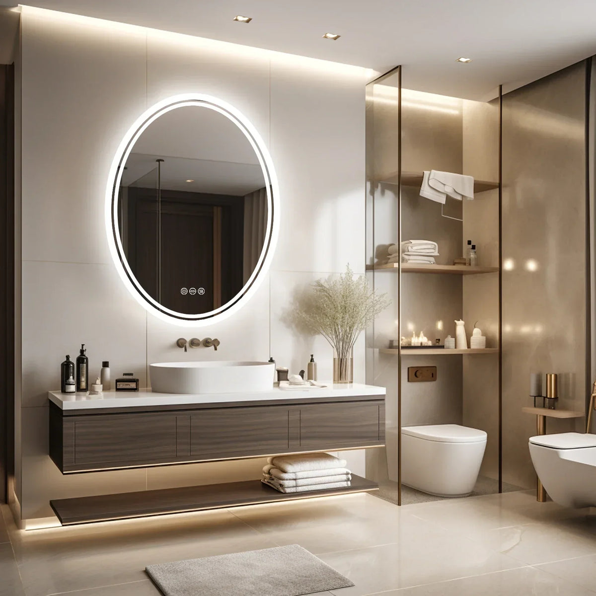 Vanity Mirror Round LED Dimmable Touch Anti-Fog