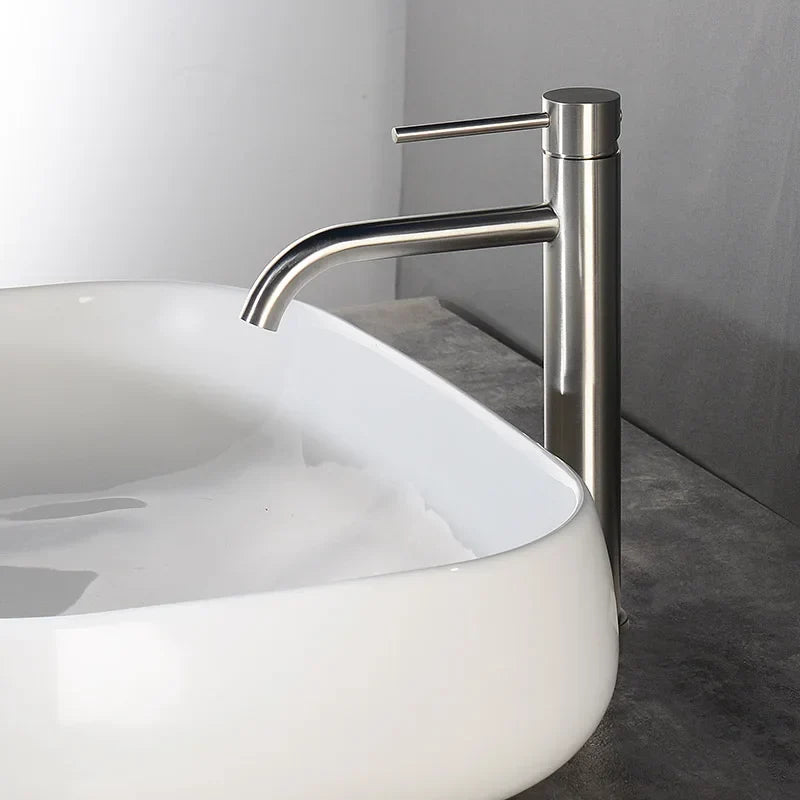Vessel Faucet Tall Stainless Steel Single-Handle